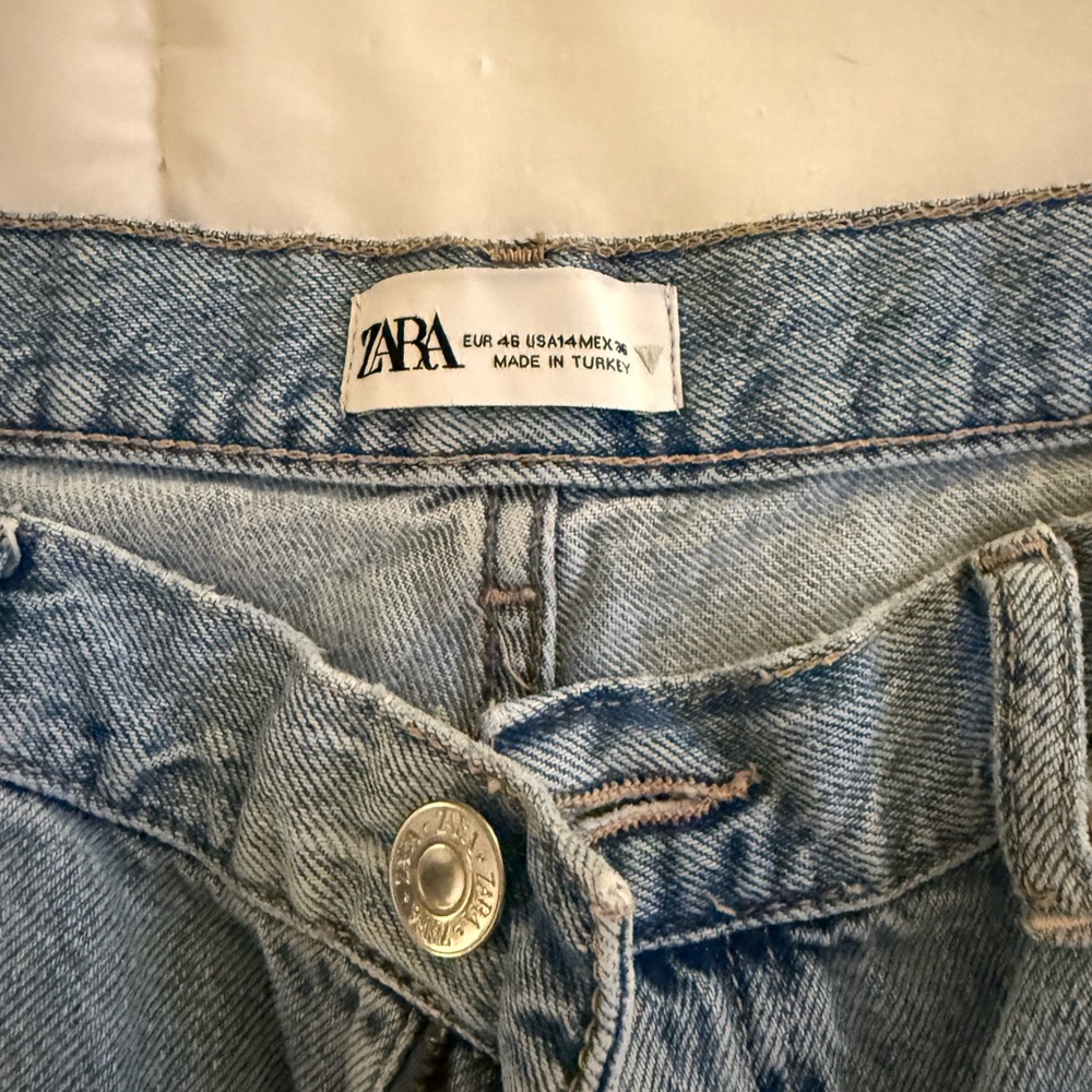 Zara high rise full length wide leg jeans
